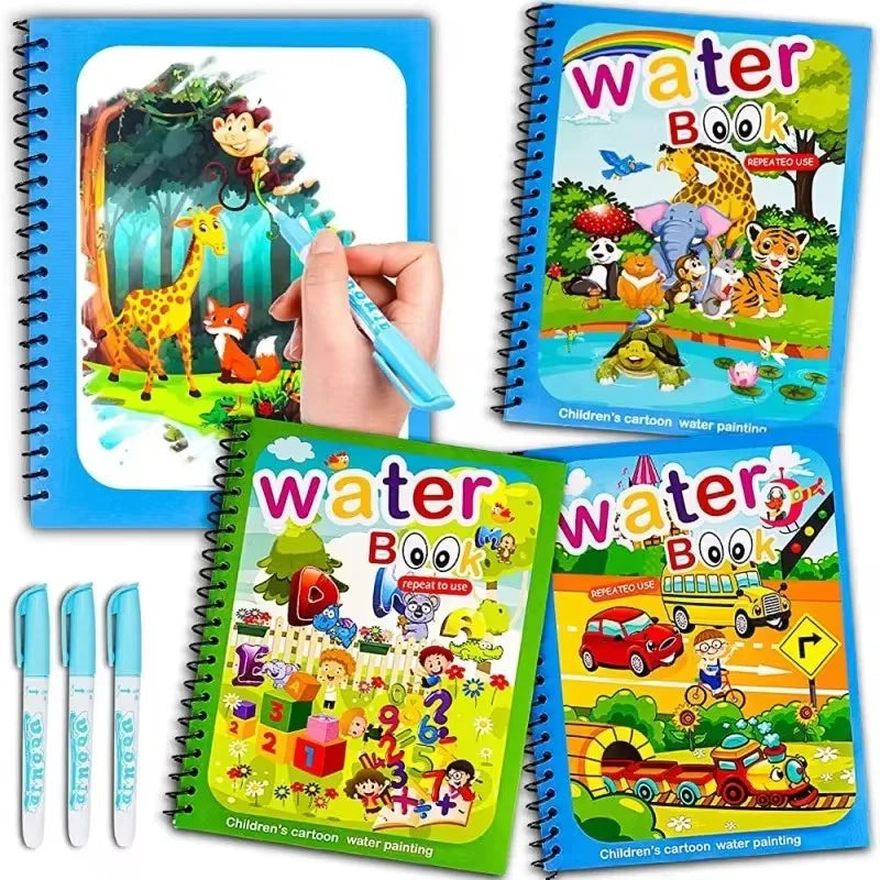 Kids' Drawing Colouring Books: Magic Water Book with Pen for Children Ages 2 to 4 Learning Education Toy Baby Montessori Toys