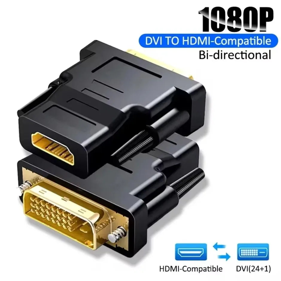 XIKCU 2025 DVI Male to HDMI-compatible Video Converter for PC HD TV Projector DVI to HDMI-Compatible Adapter DVI Plated Plug