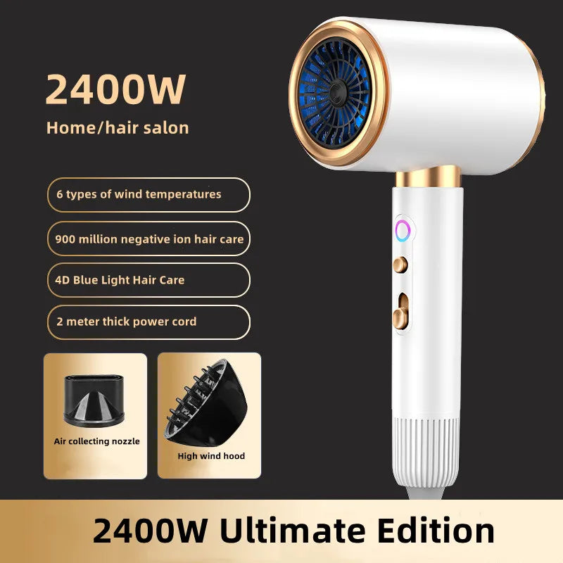 Manufacturer's Direct Selling 2400w High-Power Negative Ion Blue Light Hair Dryer for Home and Salon Use