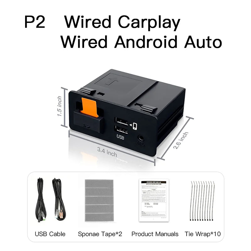 Retrofit Mazda 2 3 6 CX3 CX5 CX8 CX9 MX5 TK78669U0C Kit's NEW P3 Wireless Apple CarPlay Android Auto Adapter USB Hub OEM