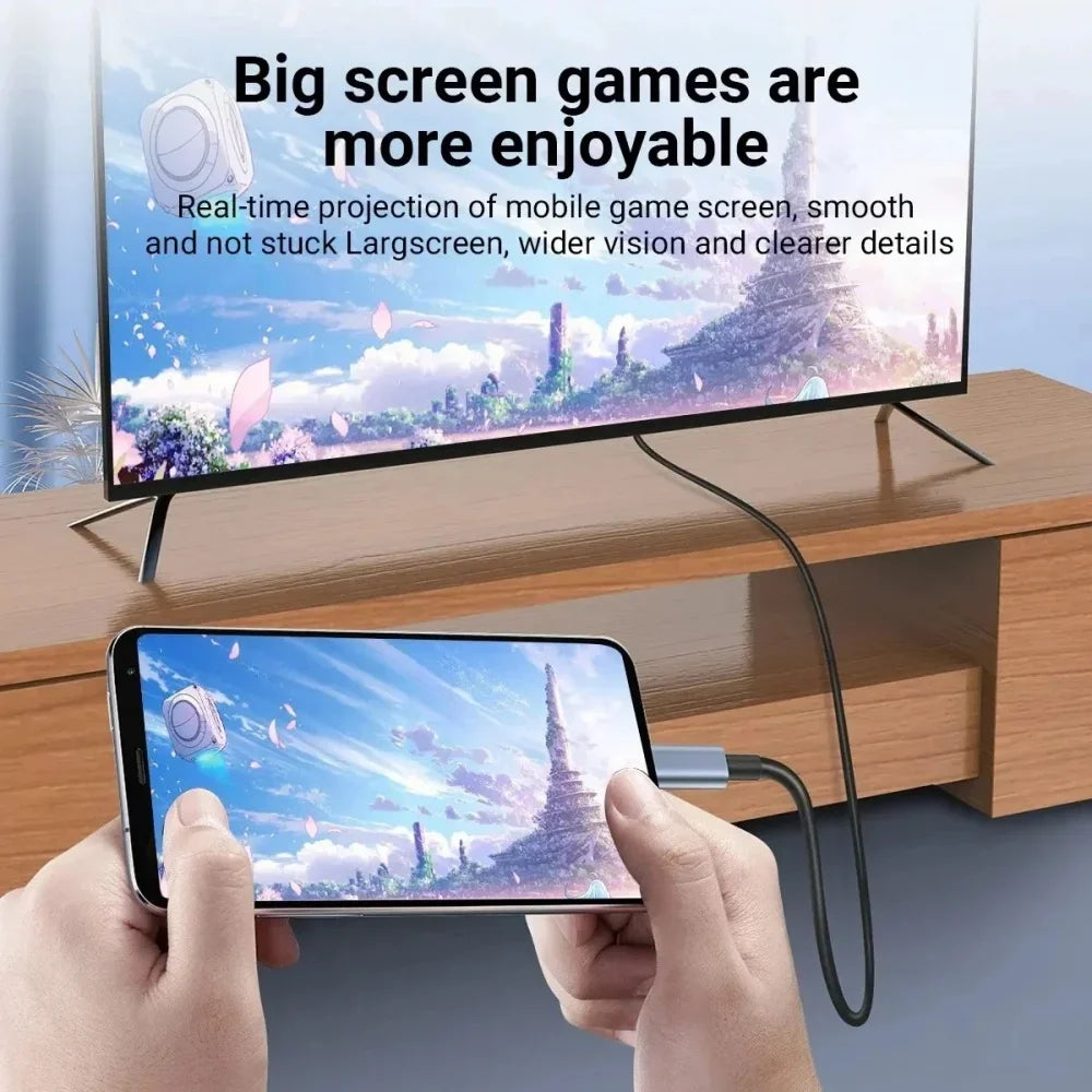 Braided Screen Projection Cable Type C to HD 4K 60Hz HD Video Conversion Cable USB C to HDTV Adapter