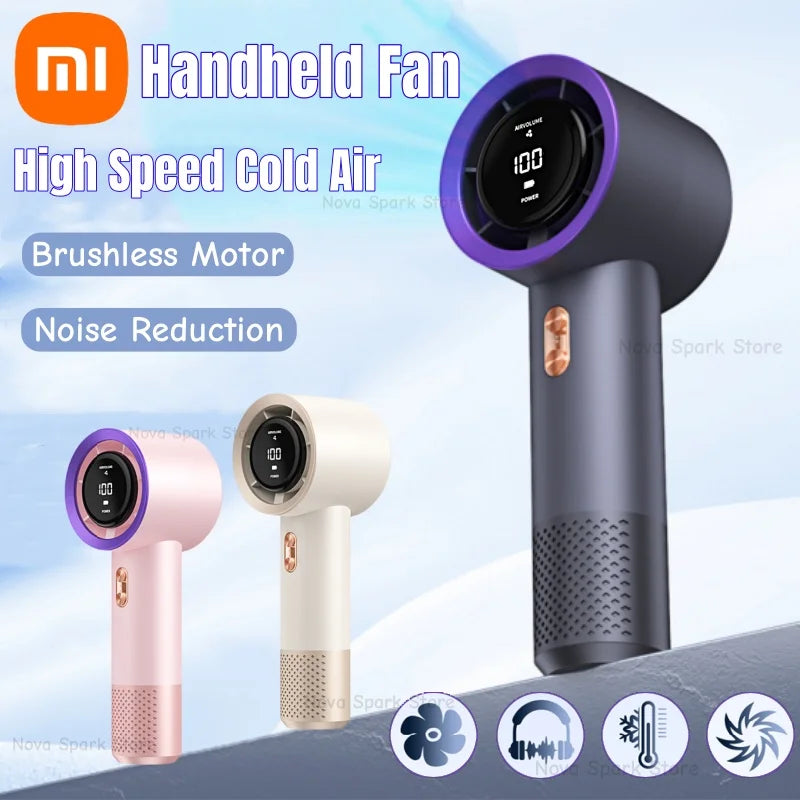 High-speed, portable, handheld, bladeless, USB-charged, silent, digital-displayed, outdoor electric fan from Xiaomi