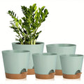 Five Nursery Planting Pot Plastic Self-Watering Planters with a Drainage Hole for Indoor Plants 7/6.5/6/5.5/5 Inches