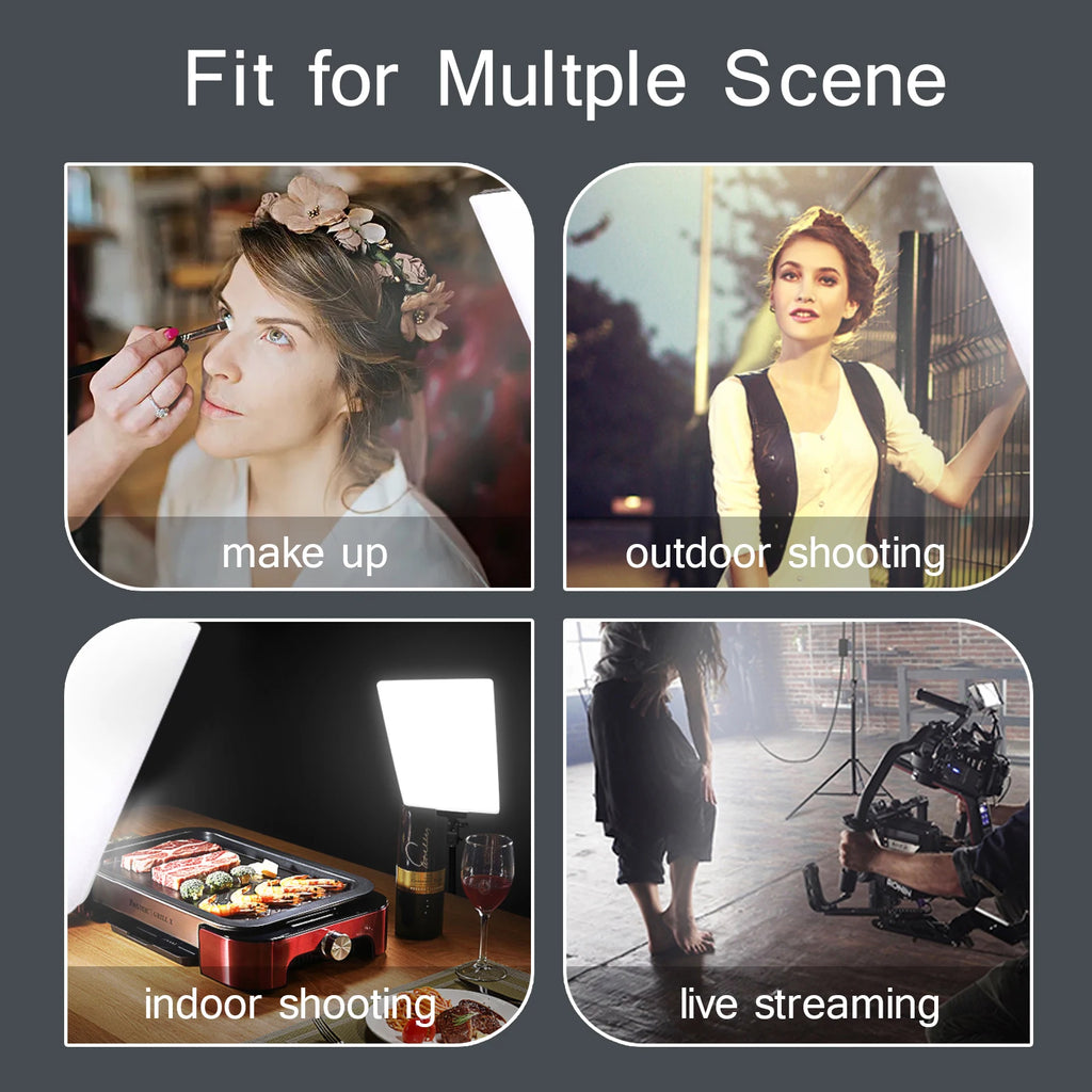 LED video lights for conference photography, lighting for selfies, and a tripod-equipped photo studio lamp for live streaming on TikTok and Zoom
