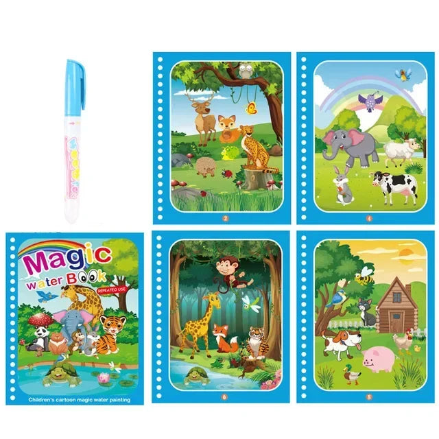 Kids' Drawing Colouring Books: Magic Water Book with Pen for Children Ages 2 to 4 Learning Education Toy Baby Montessori Toys