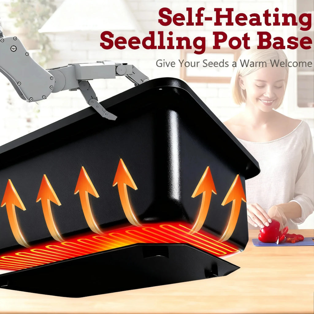 Two-pack propagation trays with a humidity dome, a 24-cell plant starter tray set, and a seed starter kit with built-in heat