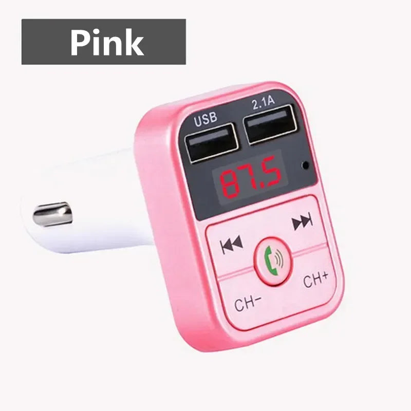Hands-free MP3 player, Bluetooth receiver, FM transmitter, wireless audio adapter, dual USB fast car charger, and Bluetooth car kit