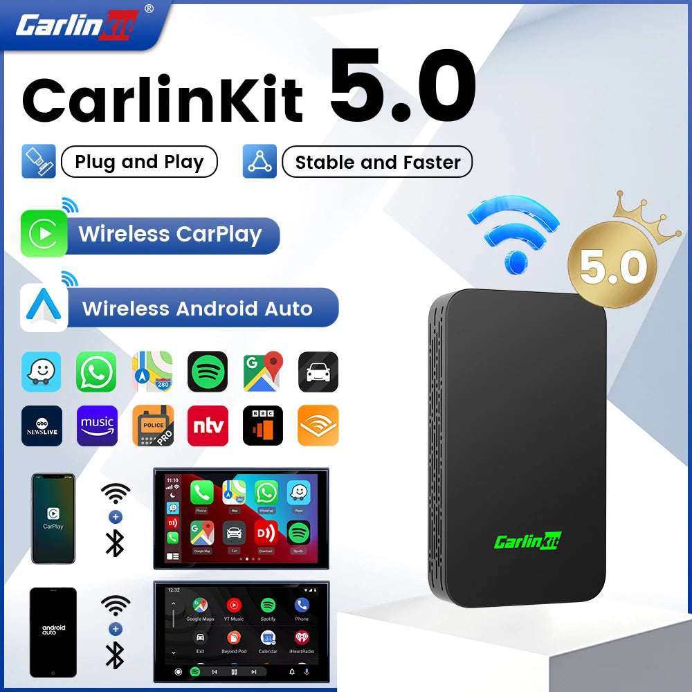 CarlinKit 5.0 2Air Wireless Android Auto Box CarPlay Wireless Dongle for Car Radio with Android Auto and Wired CarPlay, 2026