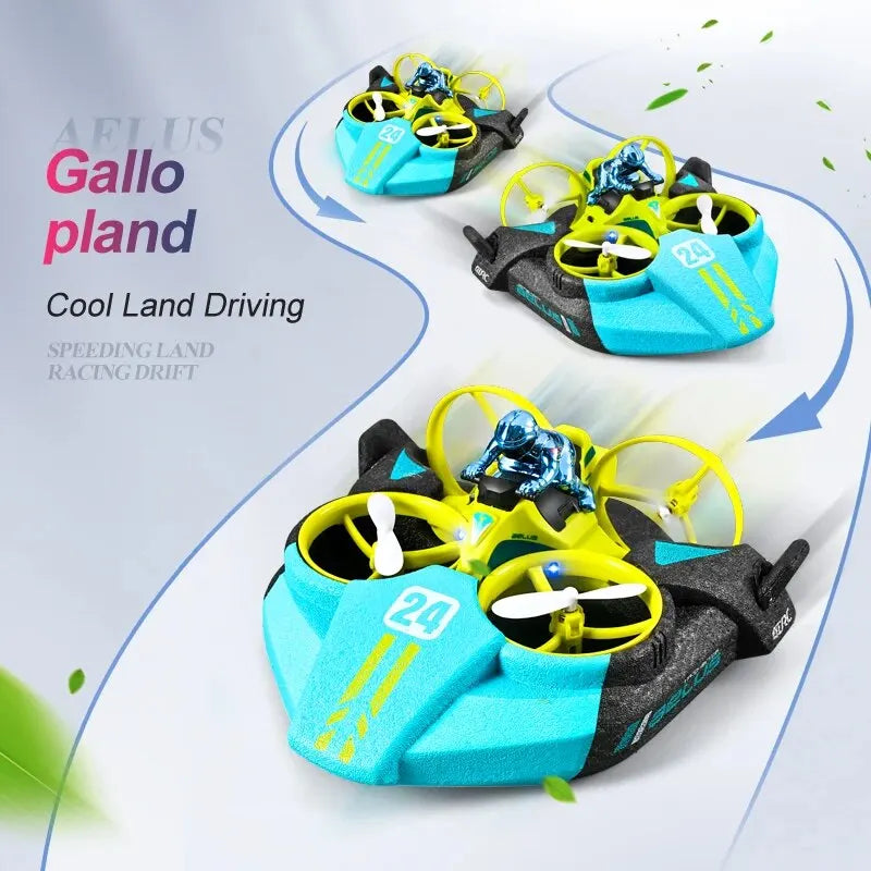 Children's RC Mini Drone Altitude Hold Headless Mode 3-in-1 Sea Land Air Flight 2.4G 6-Axis Quadcopter Boat RC Helicopter