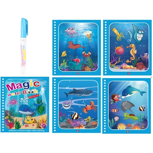 Kids' Drawing Colouring Books: Magic Water Book with Pen for Children Ages 2 to 4 Learning Education Toy Baby Montessori Toys