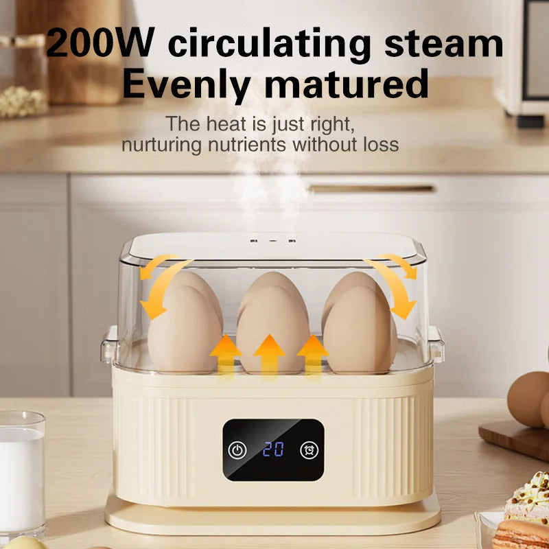 TINSOL 200W High-Power Smart Egg Steamer with Timer Function, Multipurpose Electric Egg Cooker, Kitchen Breakfast Maker