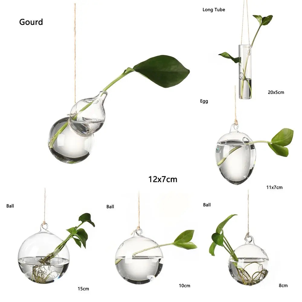 Adorable Glass Vase with Transparent Hanging Glass for Hydroponic Plant Pot Container, Birds, Angels, Peaches, and Water Droplets