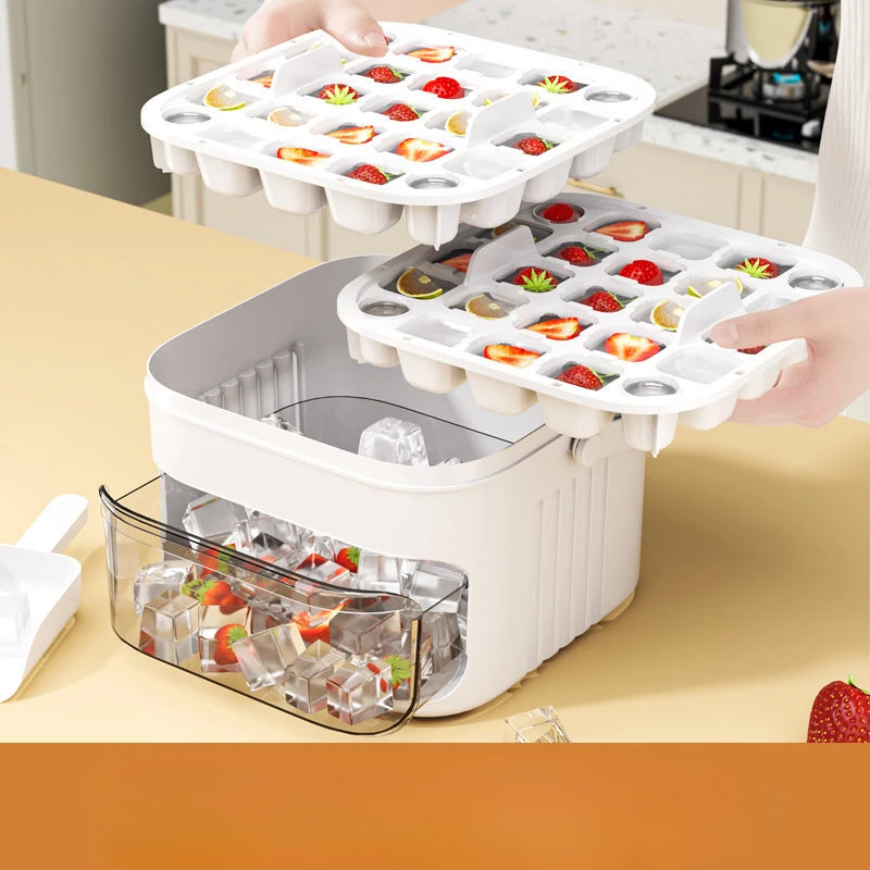 Large Capacity Ice Storage Ice Maker Press Ice Tray Ice Cube Mould Ice Box Ice Making Tool