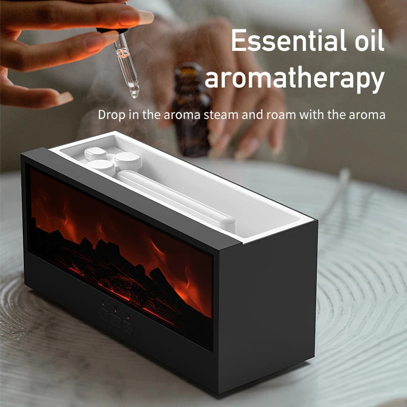 Gift-worthy VISSKO Innovative Fireplace Air Humidifier Waterless Auto-Off Aroma Essential Oil Diffuser with LED Light Remote Control