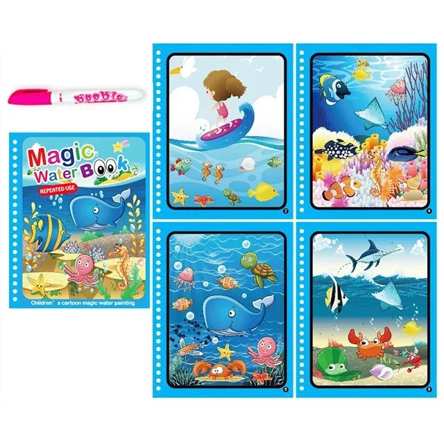 Kids' Drawing Colouring Books: Magic Water Book with Pen for Children Ages 2 to 4 Learning Education Toy Baby Montessori Toys