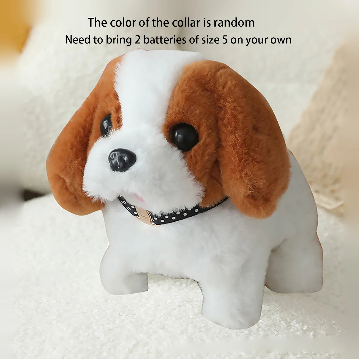An electric puppy toy, a robotic dog, a simulated plush electronic dog, a walking and barking electronic pet, and a holiday present
