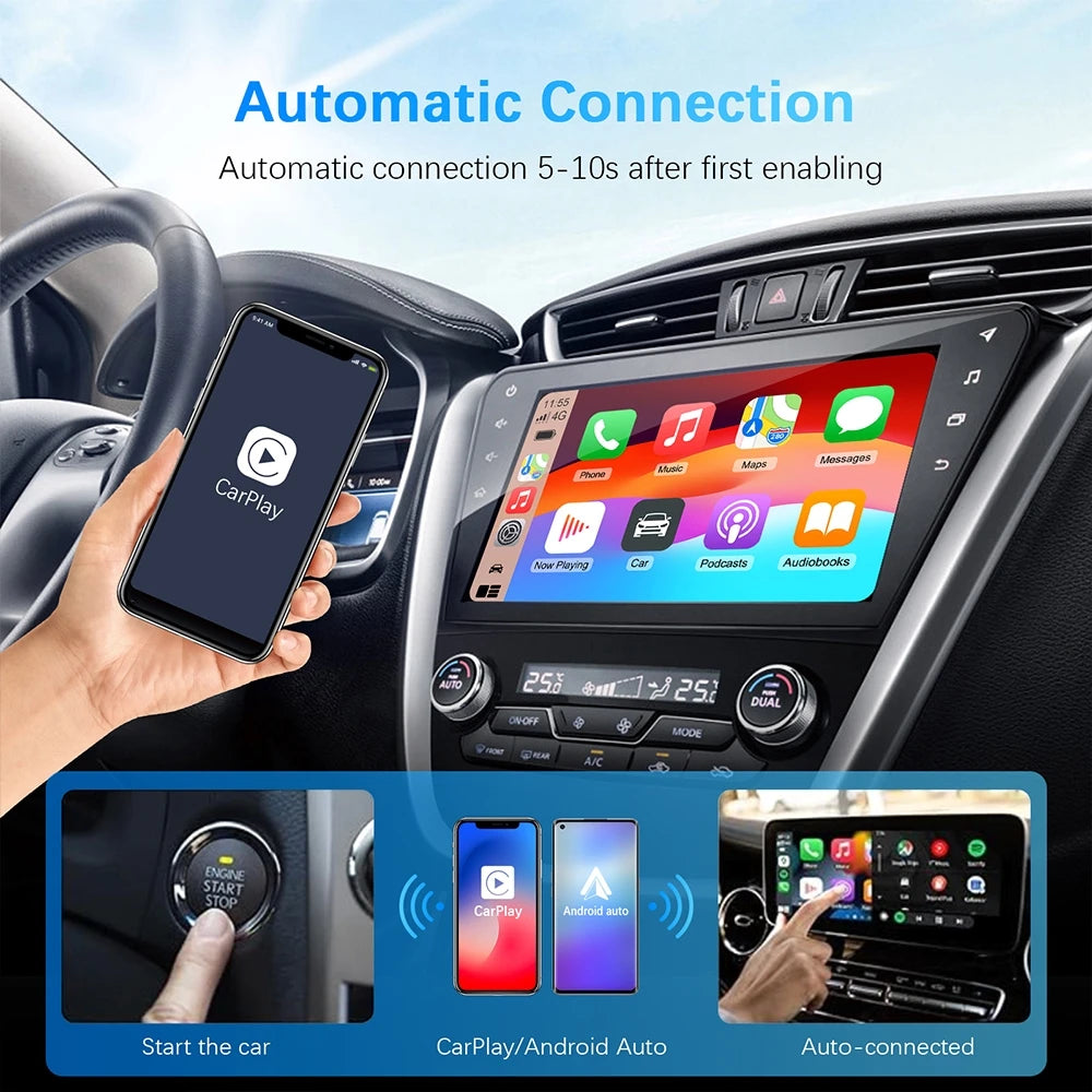 AI Smart Box Car Intelligent Systems for Wired CarPlay Cars with a 2-in-1 Wireless CarPlay Dongle and Wireless Android Auto Adapter