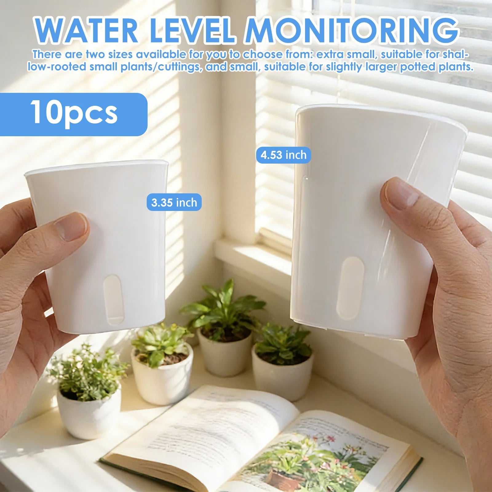 Ten Self-Watering Planters with Self-absorbing Flower Pots for Lazy Hydroponic Desktop Decorations Made of Translucent Plastic