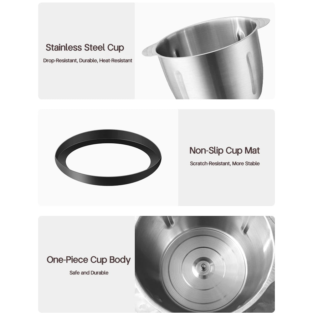 Two-speed electric stainless steel meat grinder, food processor, kitchen slicer, egg beater, and mincer for vegetables and garlic