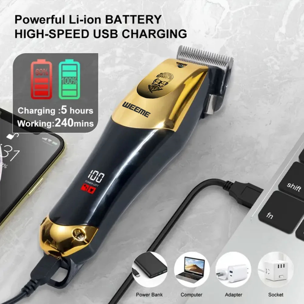 The T9 Vintage Men's Electric Hair Clipper Beard Trimmer/Rechargeable Hair Cutting Machine with Nose Hair Trimmer Kit is a great gift for a boyfriend.