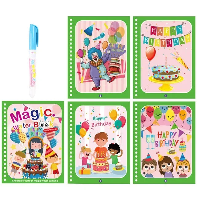 Kids' Drawing Colouring Books: Magic Water Book with Pen for Children Ages 2 to 4 Learning Education Toy Baby Montessori Toys