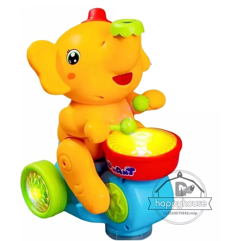 Children's Musical Walking Elephant Drummer Toys with LED Light Music, Sensory Activity Toys, Educational Toys