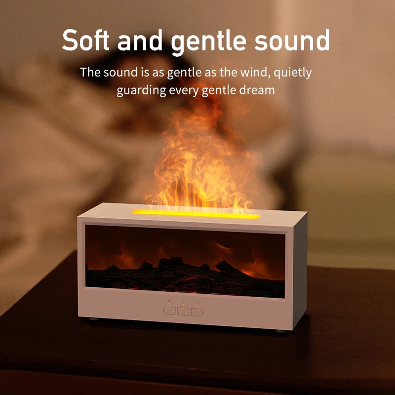 Gift-worthy VISSKO Innovative Fireplace Air Humidifier Waterless Auto-Off Aroma Essential Oil Diffuser with LED Light Remote Control