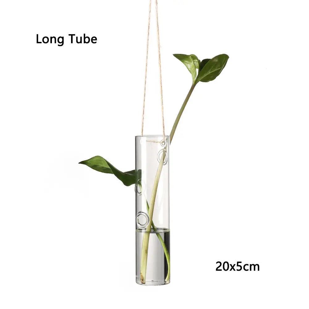 Adorable Glass Vase with Transparent Hanging Glass for Hydroponic Plant Pot Container, Birds, Angels, Peaches, and Water Droplets