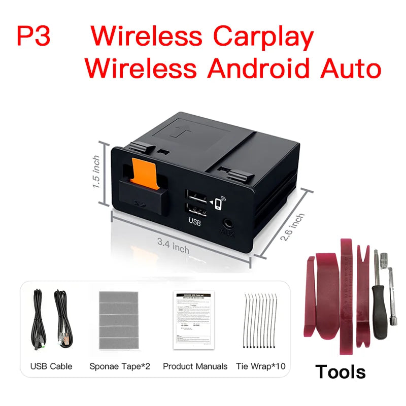 Retrofit Mazda 2 3 6 CX3 CX5 CX8 CX9 MX5 TK78669U0C Kit's NEW P3 Wireless Apple CarPlay Android Auto Adapter USB Hub OEM