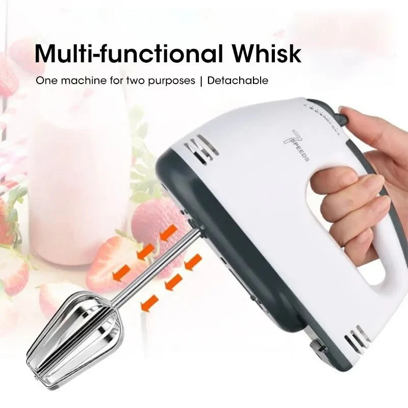 This multipurpose kitchen mixing appliance is a 7-speed electric hand mixer that automatically blends cream, eggs, cake, and dough.