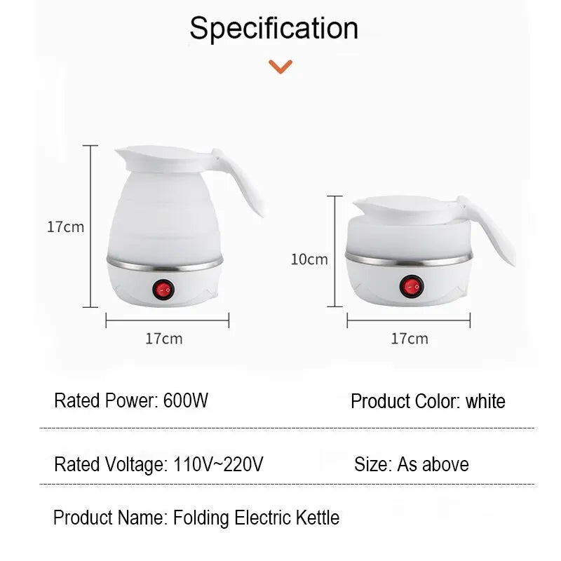 220V Kitchen Appliances Water Boiling Pot, Foldable and Transportable 600ML Household Travel Electric Water Kettle