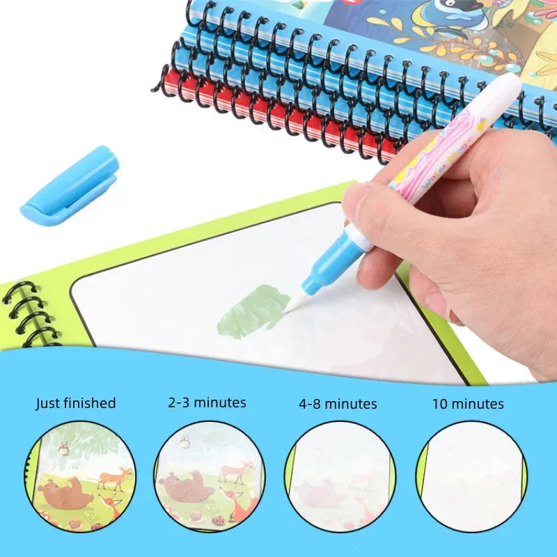 Kids' Drawing Colouring Books: Magic Water Book with Pen for Children Ages 2 to 4 Learning Education Toy Baby Montessori Toys