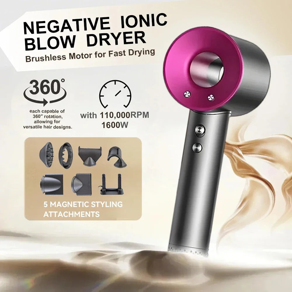 High-speed, blade-free negative ion hair dryer Silent, fast drying with high power Transportable, ideal for both home and travel