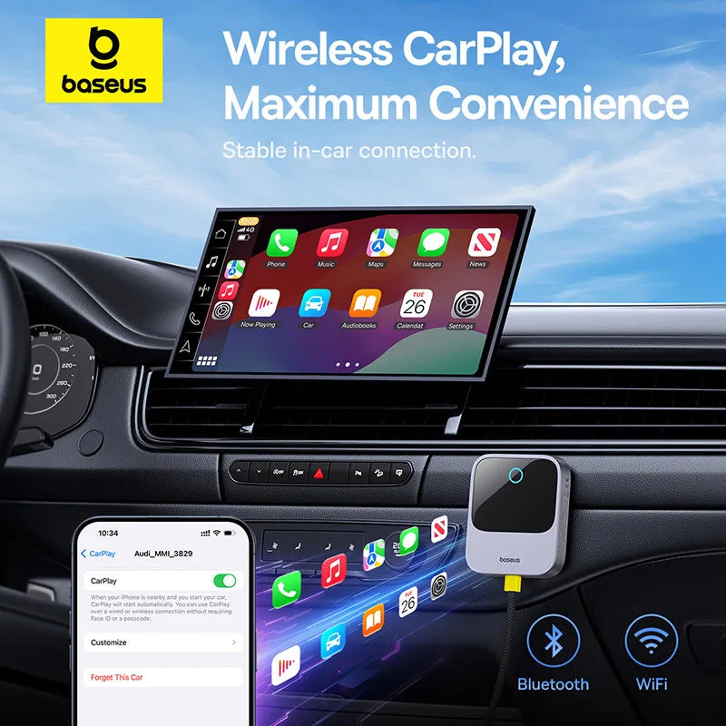 Plug-and-play Bluetooth Smart CarPlay Baseus Wireless CarPlay Wired to Wireless CarPlay Adapter Auto Connect Car Intelligent Systems