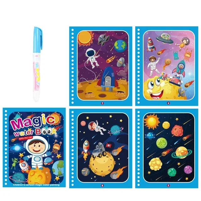 Kids' Drawing Colouring Books: Magic Water Book with Pen for Children Ages 2 to 4 Learning Education Toy Baby Montessori Toys