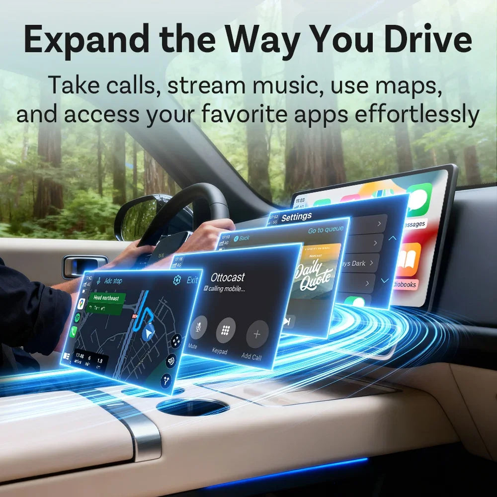 Benz, Audi, and Toyota Ottocast Mini Dot Express 2-in-1 Wireless CarPlay Android Auto Adapter Plug Play Fast Connect USB Dongle