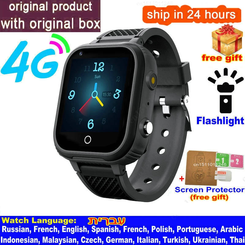 Kids' LT21 4G Smart Watch with GPS, WiFi, Video Call, SOS, IP67 Waterproof Design, Camera, Tracker, Location, and Phone