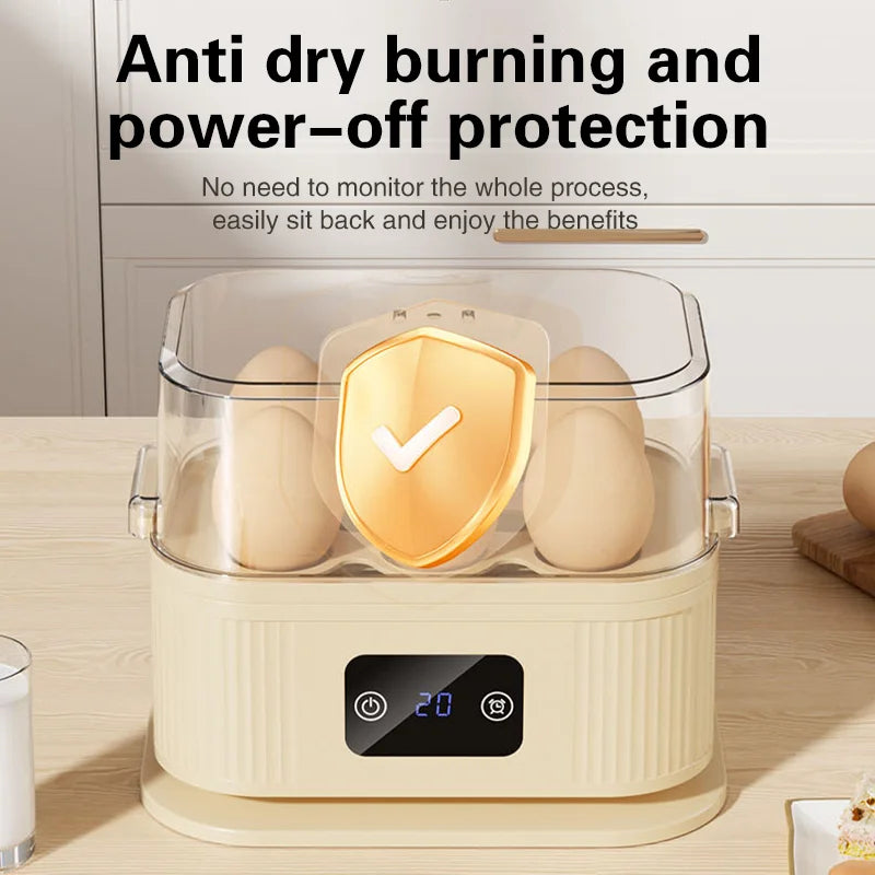 TINSOL 200W High-Power Smart Egg Steamer with Timer Function, Multipurpose Electric Egg Cooker, Kitchen Breakfast Maker
