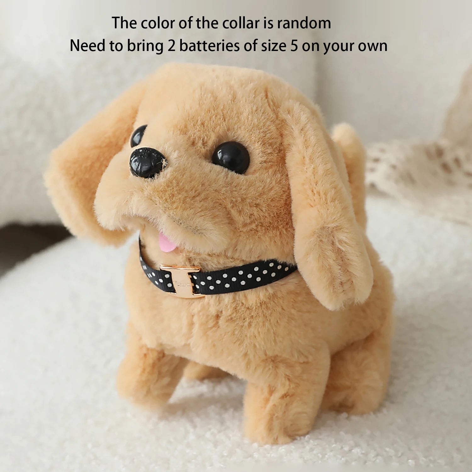 An electric puppy toy, a robotic dog, a simulated plush electronic dog, a walking and barking electronic pet, and a holiday present