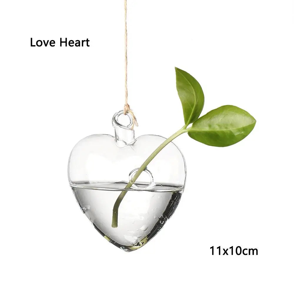 Adorable Glass Vase with Transparent Hanging Glass for Hydroponic Plant Pot Container, Birds, Angels, Peaches, and Water Droplets