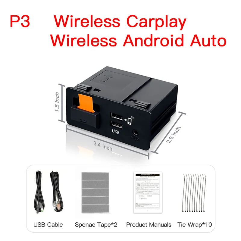 Retrofit Mazda 2 3 6 CX3 CX5 CX8 CX9 MX5 TK78669U0C Kit's NEW P3 Wireless Apple CarPlay Android Auto Adapter USB Hub OEM