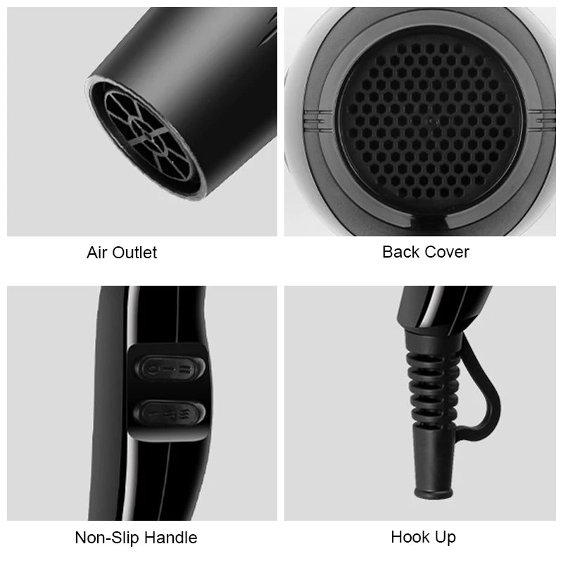 2200W Professional Powerful Hair Dryer with Quick Hot and Cold Heating Air-collecting Ionic Air Blow Dryer