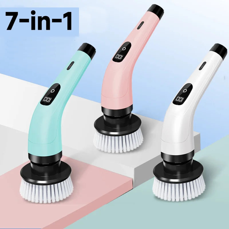 Multipurpose household cleaning brush, kitchen appliances, hair brushes, bathroom brooms, toilet mops and an electric cordless spin scrubber
