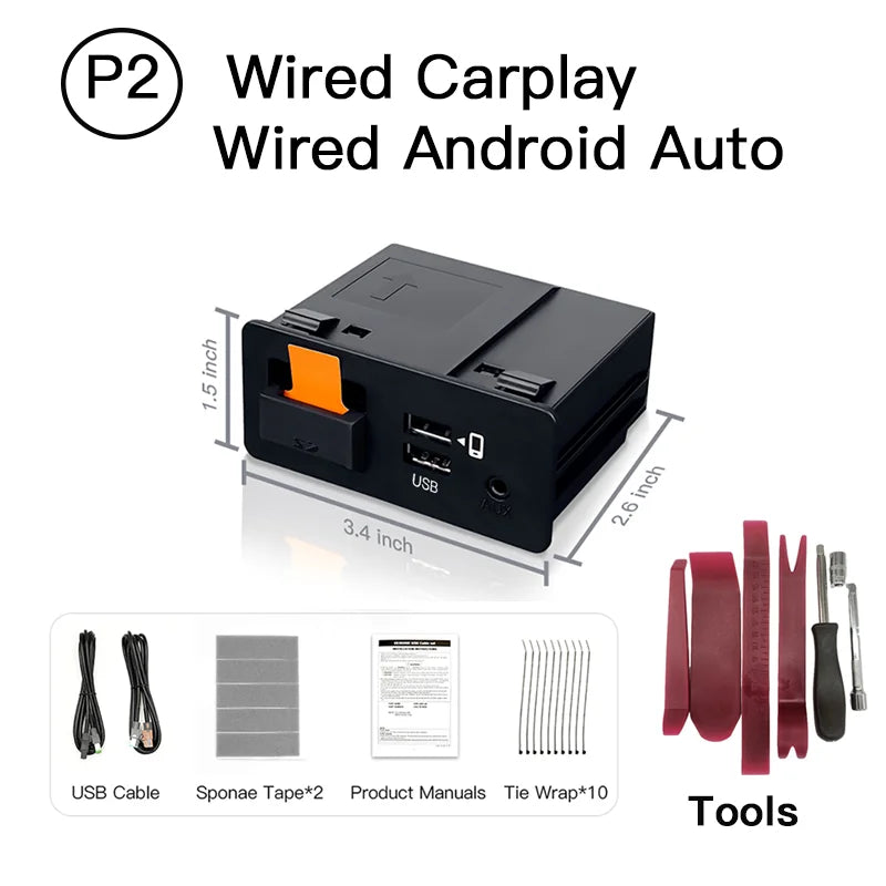 Retrofit Mazda 2 3 6 CX3 CX5 CX8 CX9 MX5 TK78669U0C Kit's NEW P3 Wireless Apple CarPlay Android Auto Adapter USB Hub OEM