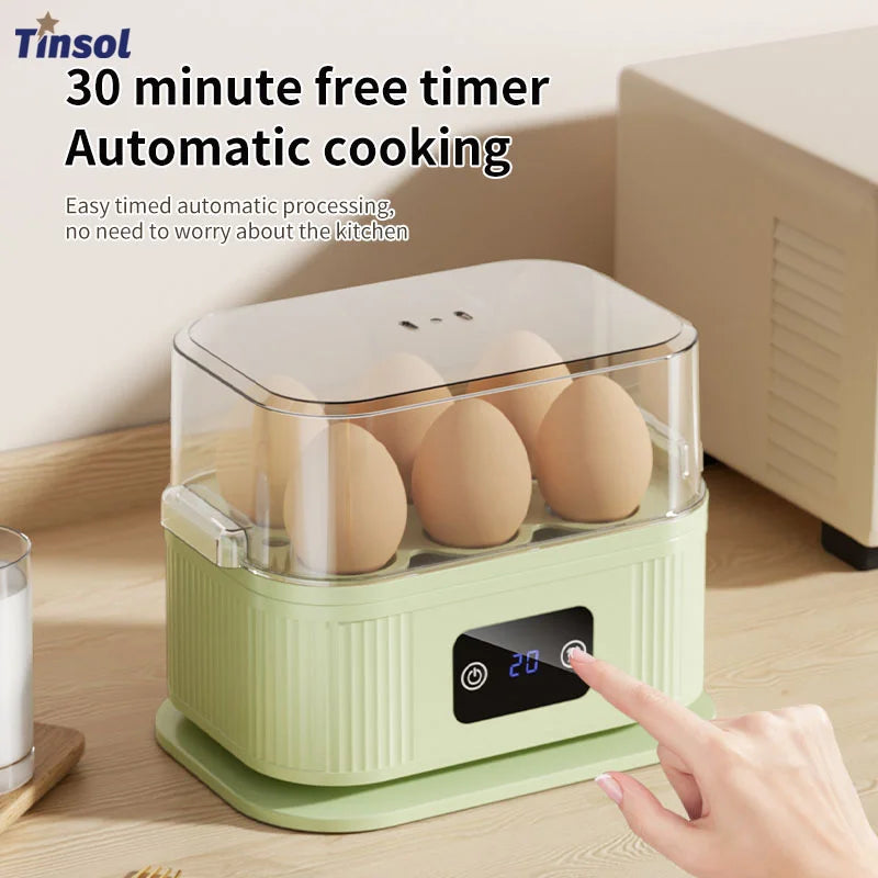 TINSOL 200W High-Power Smart Egg Steamer with Timer Function, Multipurpose Electric Egg Cooker, Kitchen Breakfast Maker