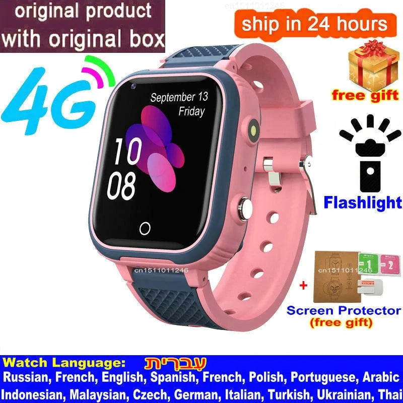 Kids' LT21 4G Smart Watch with GPS, WiFi, Video Call, SOS, IP67 Waterproof Design, Camera, Tracker, Location, and Phone