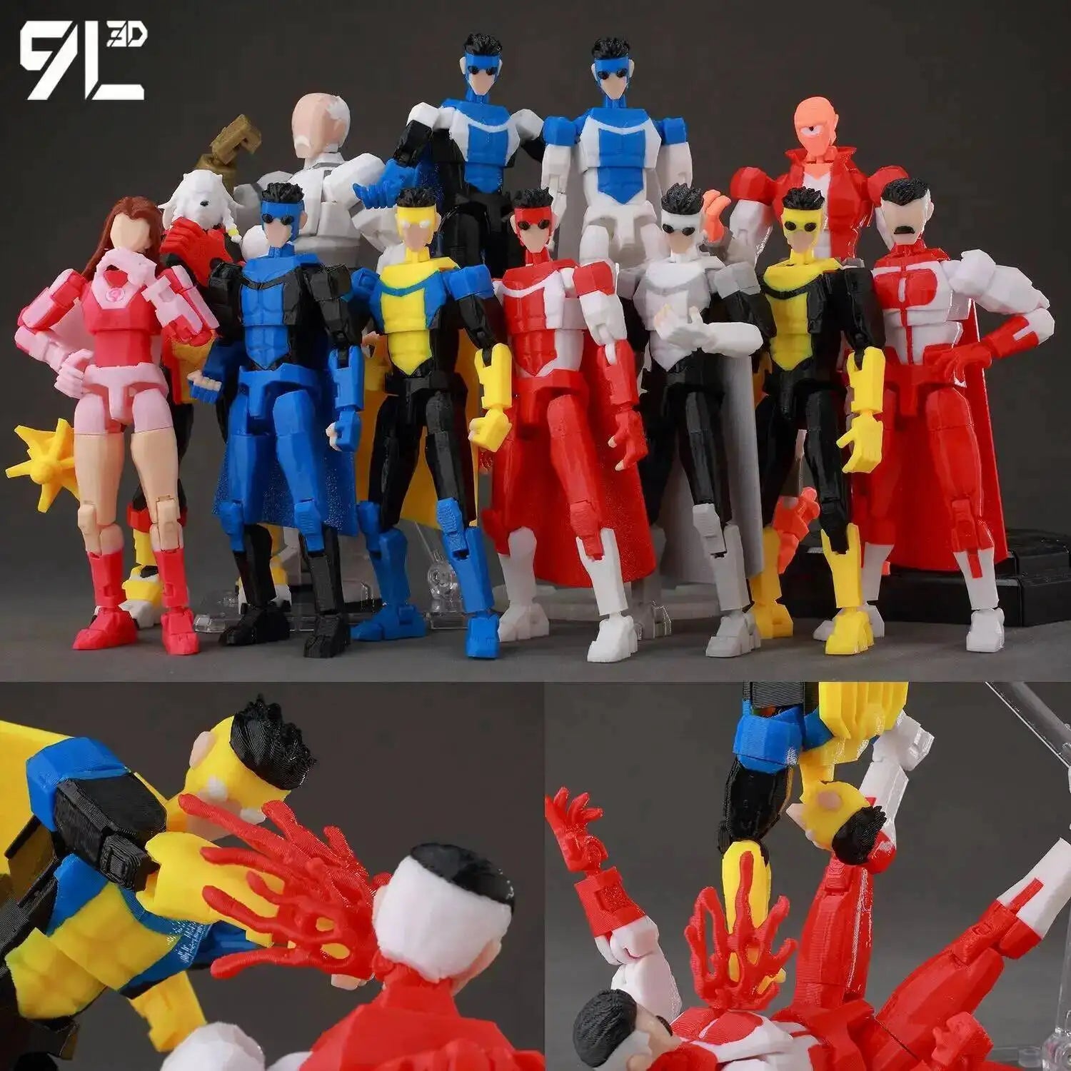 Superheroes Invincible 2.0 Anime Multi-Jointed Shapeshift Toys, Action Figures, Mannequin Model Ornaments, and Gifts Made with 9L3D Printing