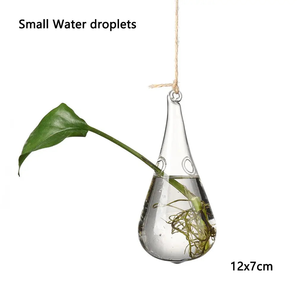Adorable Glass Vase with Transparent Hanging Glass for Hydroponic Plant Pot Container, Birds, Angels, Peaches, and Water Droplets
