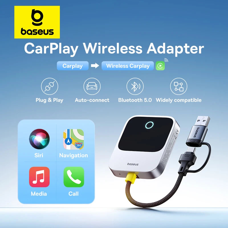 Plug-and-play Bluetooth Smart CarPlay Baseus Wireless CarPlay Wired to Wireless CarPlay Adapter Auto Connect Car Intelligent Systems