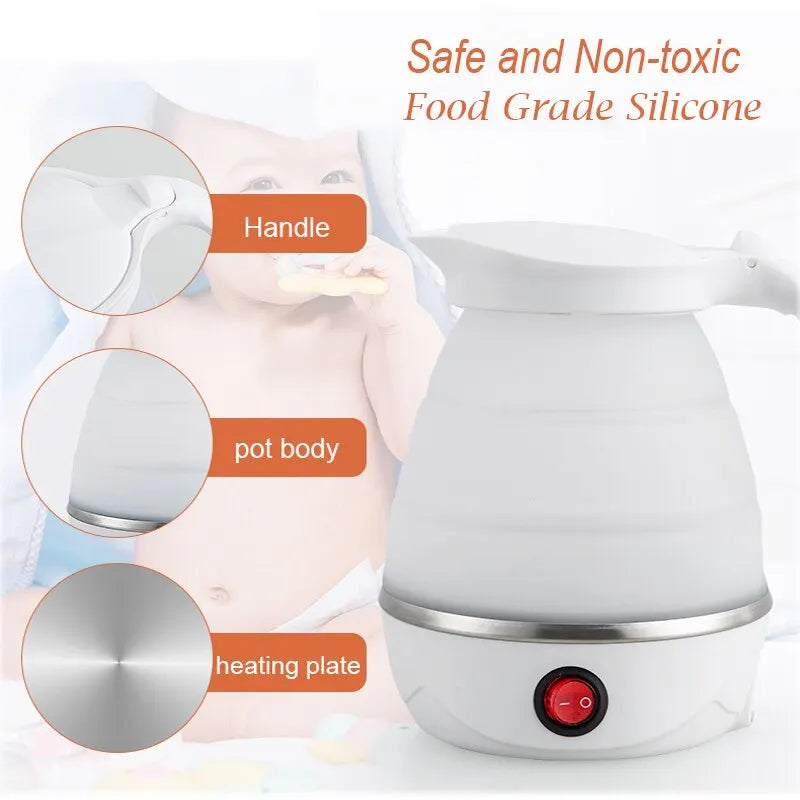 220V Kitchen Appliances Water Boiling Pot, Foldable and Transportable 600ML Household Travel Electric Water Kettle